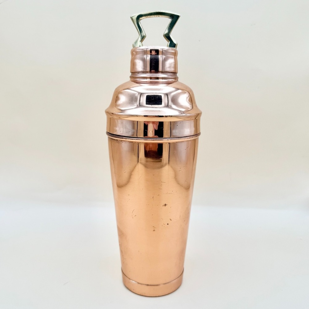 Pottery Barn Copper Martini Shaker w/ Brass Handle 10" Barware Drink Mixer - Picture 4 of 9